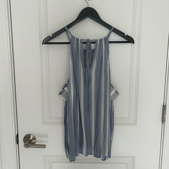 American Eagle Outfitters Cold Shoulder Striped Flowy Top - Picture 7 of 7